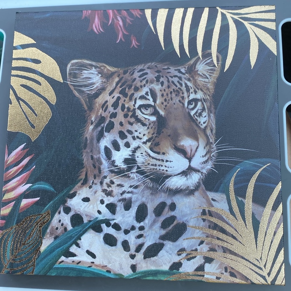 Leopard Print Reproduction Art with Gold Accents